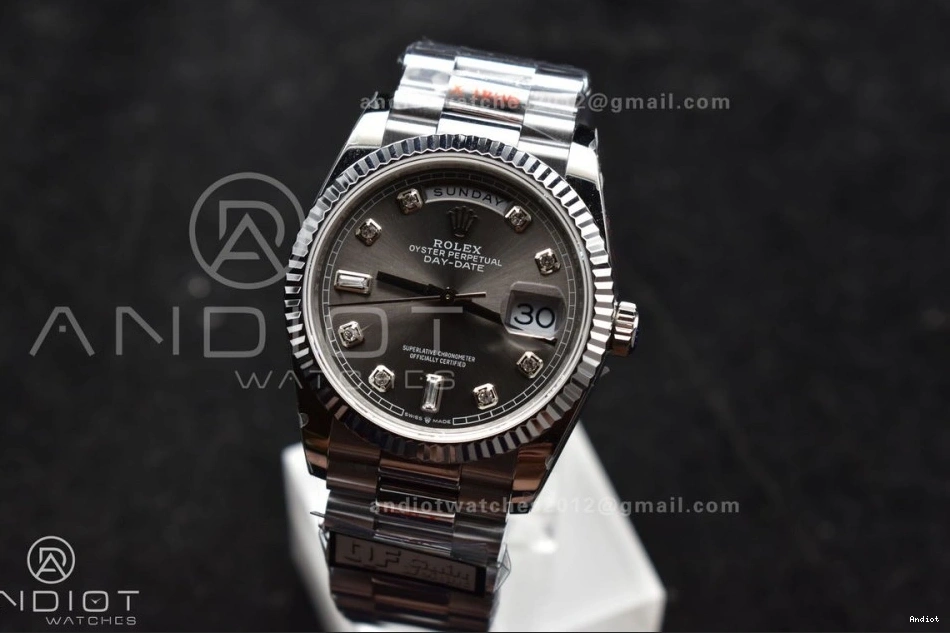 Dial 36 (Gain Diamond 904L Steel on Weight) SS Grey Bracelet vr3255 Best QF Edition V5 President DayDate 0601
